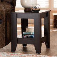 Baxton Studio ET8000-Wenge-ET Audra Modern and Contemporary Dark Brown Finished Wood End Table